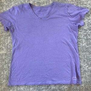Life Is Good Women's Lavender V-Neck Tee size L 100%cotton